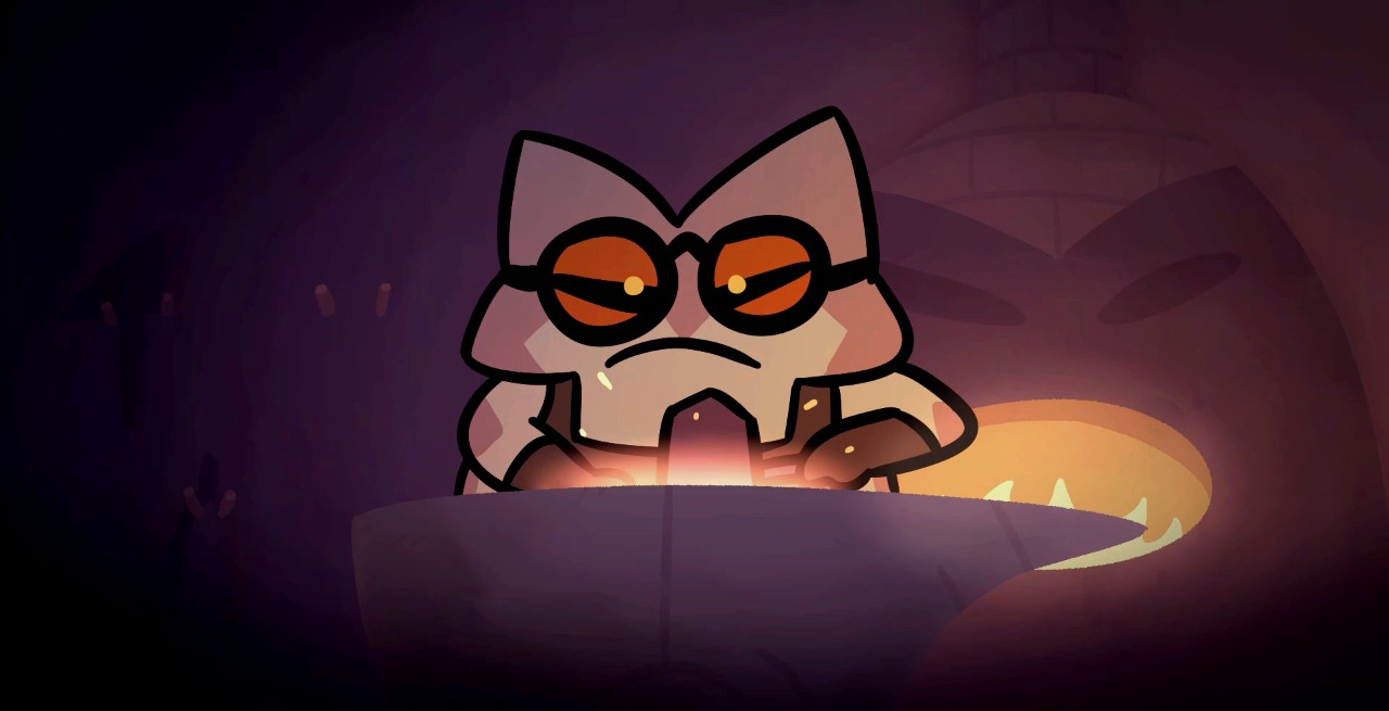 An image of a frog blacksmith hammering at an unseen object on an anvil.